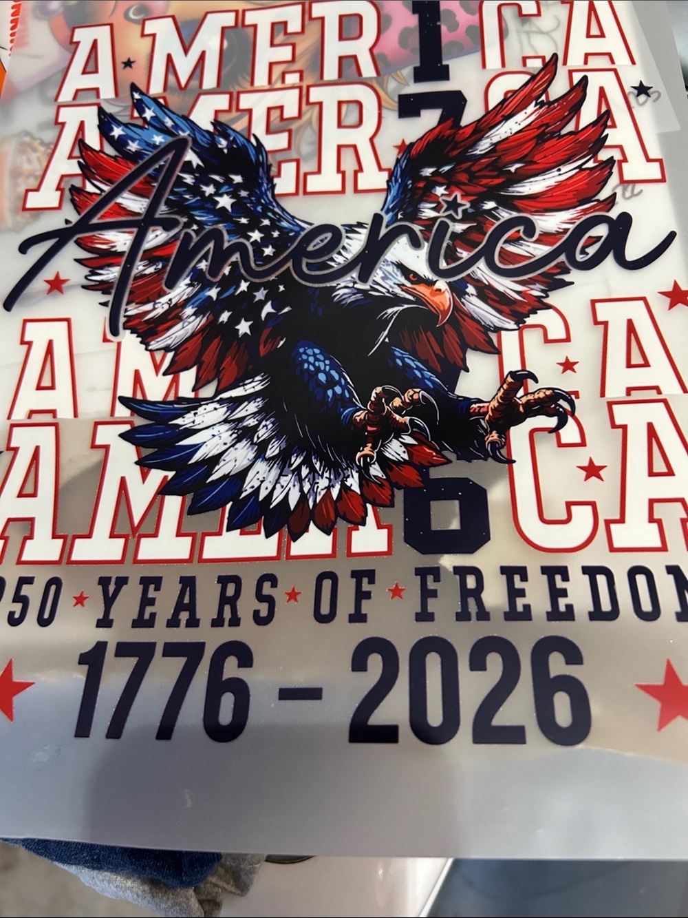 America Eagle Patriotic Wall Art Print - Red, White & Blue